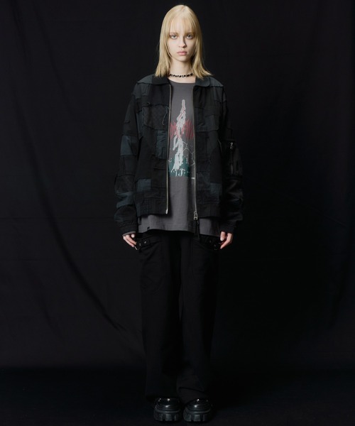 AIVER（アイバー）の「AIVER　ボロフライトジャケット（ミリタリージャケット・メンズ・ブラック/ホワイト×グレー・LARGE/MEDIUM/SMALL）」の11枚目の写真