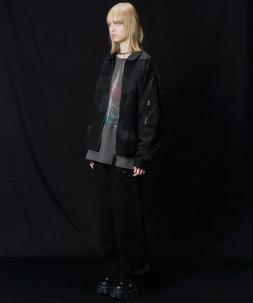 AIVER（アイバー）の「AIVER　ボロフライトジャケット（ミリタリージャケット・メンズ・ブラック/ホワイト×グレー・LARGE/MEDIUM/SMALL）」の12枚目の写真