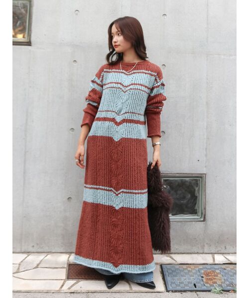 Ungrid（アングリッド）の「ブークレレーシーニットワンピース（ワンピース・レディース・ブラック/オフホワイト/その他1・FREE）」の3枚目の写真