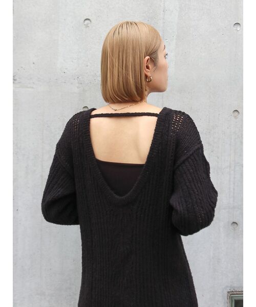 Ungrid（アングリッド）の「ブークレレーシーニットワンピース（ワンピース・レディース・ブラック/オフホワイト/その他1・FREE）」の4枚目の写真