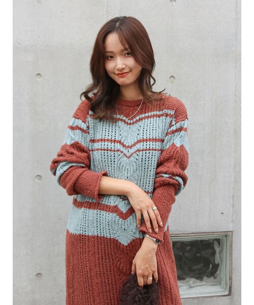 Ungrid（アングリッド）の「ブークレレーシーニットワンピース（ワンピース・レディース・ブラック/オフホワイト/その他1・FREE）」の7枚目の写真