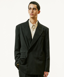 S SY（エスエスワイ）の「マキシマルダブルブレストヒドンボタンブレザー ブラック（テーラードジャケット）」