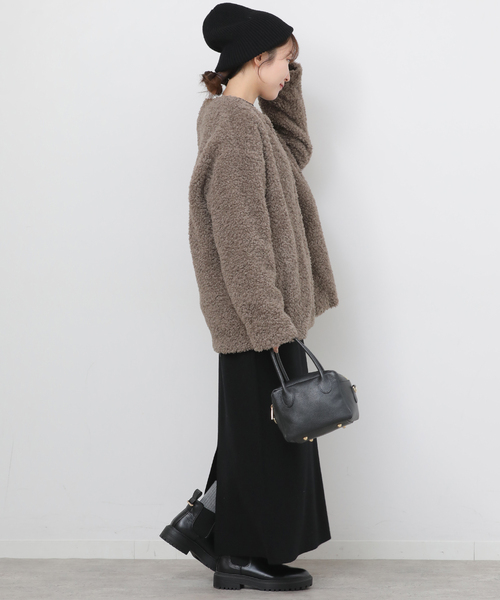 JOURNAL STANDARD relume（ジャーナルスタンダード　レリューム）の「《WEB限定追加2》ボアカラーレスジャケット（ブルゾン・レディース・チャコールグレー/ブラウン・FREE）」の6枚目の写真