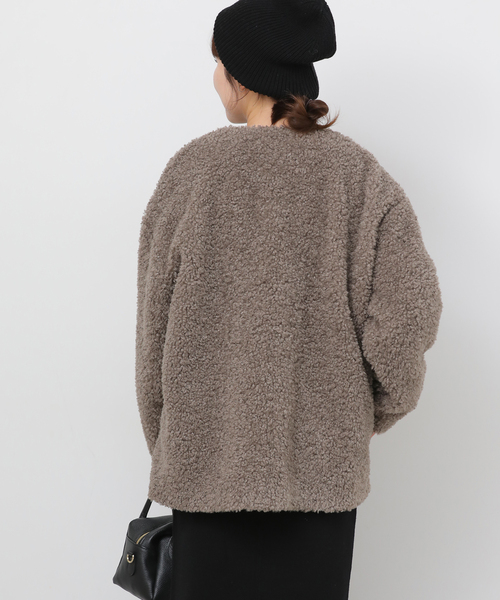 JOURNAL STANDARD relume（ジャーナルスタンダード　レリューム）の「《WEB限定追加2》ボアカラーレスジャケット（ブルゾン・レディース・チャコールグレー/ブラウン・FREE）」の12枚目の写真