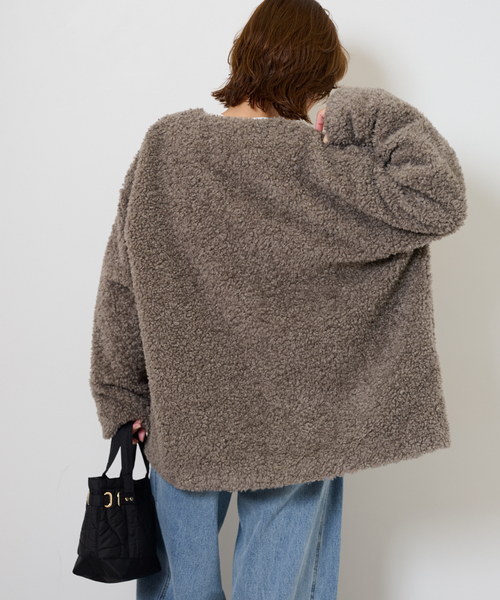 JOURNAL STANDARD relume（ジャーナルスタンダード　レリューム）の「《WEB限定追加2》ボアカラーレスジャケット（ブルゾン・レディース・チャコールグレー/ブラウン・FREE）」の21枚目の写真