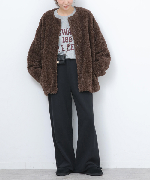 JOURNAL STANDARD relume（ジャーナルスタンダード　レリューム）の「《WEB限定追加2》ボアカラーレスジャケット（ブルゾン・レディース・チャコールグレー/ブラウン・FREE）」の22枚目の写真