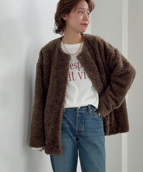 WEB限定追加2》ボアカラーレスジャケット（ブルゾン）｜JOURNAL