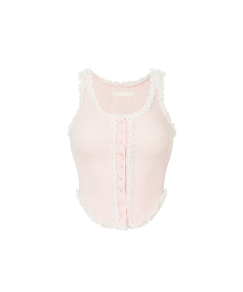 A.R.U(エイアールユー)の「FRILL BUTTON TOP(Tシャツ/カットソー・レディース・ライトグレー/ブラック/PINK・SMALL/MEDIUM)」の3枚目の写真
