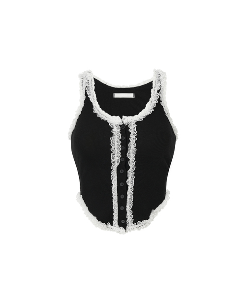 A.R.U(エイアールユー)の「FRILL BUTTON TOP(Tシャツ/カットソー・レディース・ライトグレー/ブラック/PINK・SMALL/MEDIUM)」の1枚目の写真