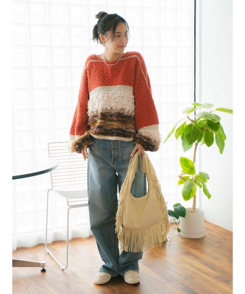 Ungrid(アングリッド)の「ファンシーヤーンスラブニット(ニット/セーター・レディース・ブルー/レッド/アイボリー・FREE)」の14枚目の写真