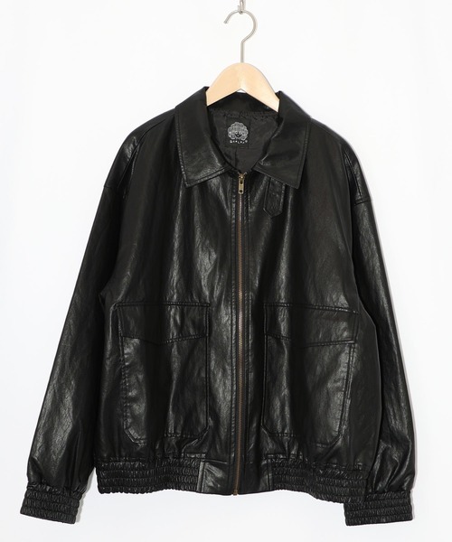 153771：ネコ刺繍フェイクレザー×裏地ブルゾン（ブルゾン）｜ScoLar