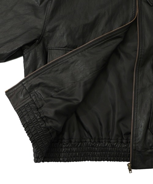 ScoLar（スカラー）の「153771：ネコ刺繍フェイクレザー×裏地ブルゾン（ブルゾン・レディース・ピンク/ブラック・M）」の12枚目の写真