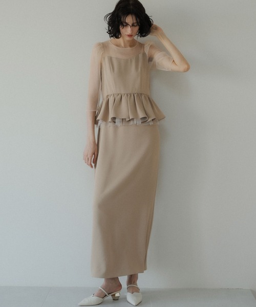 ★新品★リルアー Wavy neck peplum dress ドレス セール】Wavy neck peplum dress（ドレス）｜LE'RURE（リルアー）の