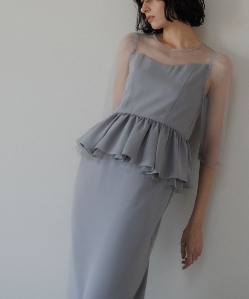 セール】Wavy neck peplum dress（ドレス）｜LE'RURE（リルアー）の