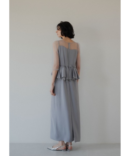 LE'RURE(リルアー)の「Wavy neck peplum dress(ドレス・レディース・ベージュ/ブルーグレー・MEDIUM/SMALL/M-Long)」の5枚目の写真