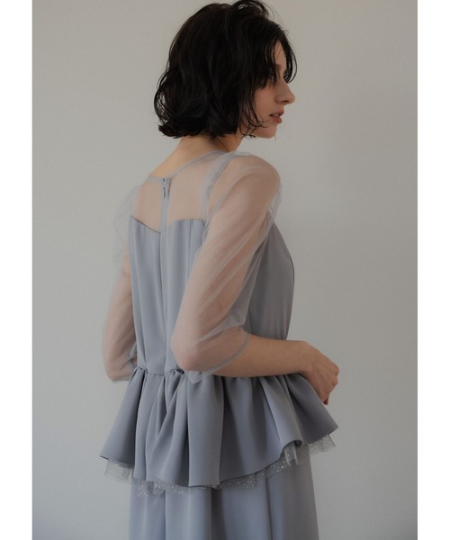 LE'RURE(リルアー)の「Wavy neck peplum dress(ドレス・レディース・ベージュ/ブルーグレー・MEDIUM/SMALL/M-Long)」の8枚目の写真