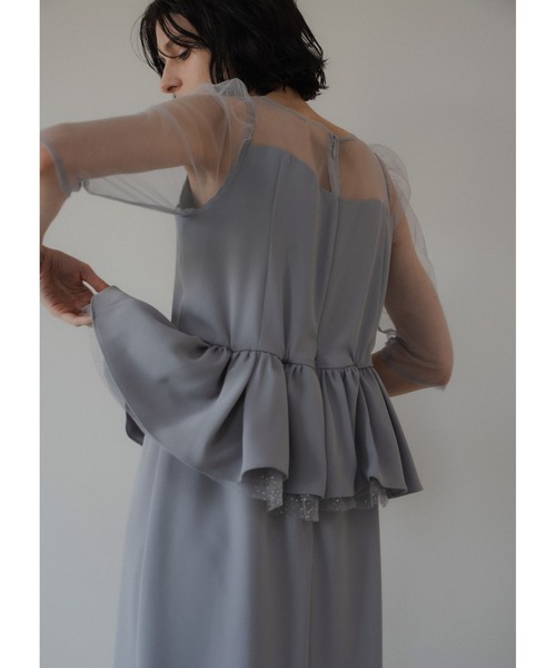 LE'RURE(リルアー)の「Wavy neck peplum dress(ドレス・レディース・ベージュ/ブルーグレー・MEDIUM/SMALL/M-Long)」の9枚目の写真
