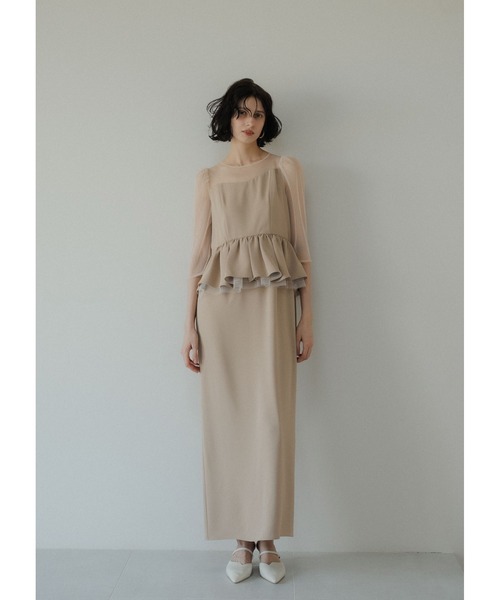 LE'RURE(リルアー)の「Wavy neck peplum dress(ドレス・レディース・ベージュ/ブルーグレー・MEDIUM/SMALL/M-Long)」の14枚目の写真