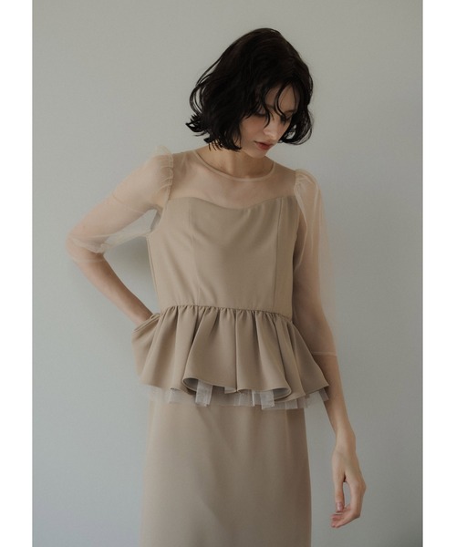 LE'RURE(リルアー)の「Wavy neck peplum dress(ドレス・レディース・ベージュ/ブルーグレー・MEDIUM/SMALL/M-Long)」の20枚目の写真