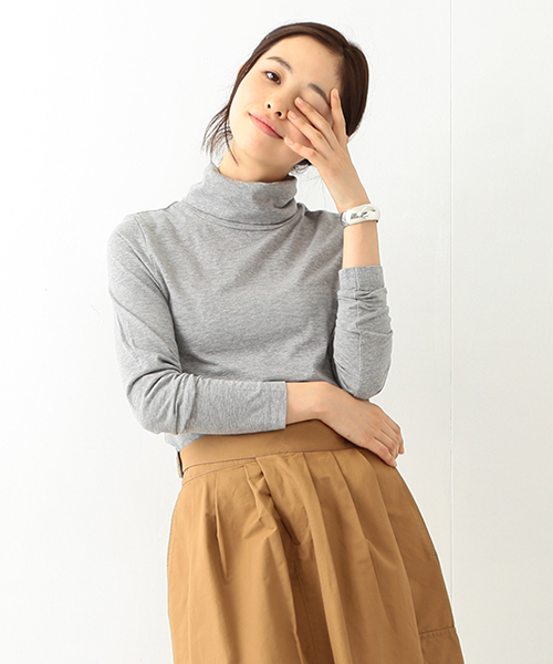 BEAMS BOY（ビームスボーイ）の「BEAMS BOY / 天竺 タートル ロングスリーブ（Tシャツ/カットソー・レディース・ホワイト/グレー/ブラック・ONE SIZE）」の3枚目の写真