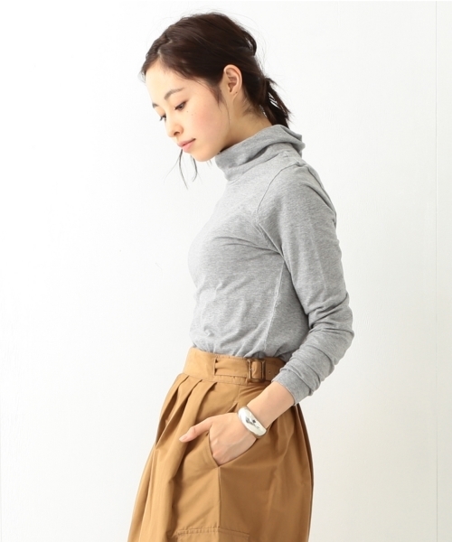 BEAMS BOY（ビームスボーイ）の「BEAMS BOY / 天竺 タートル ロングスリーブ（Tシャツ/カットソー・レディース・ホワイト/グレー/ブラック・ONE SIZE）」の6枚目の写真