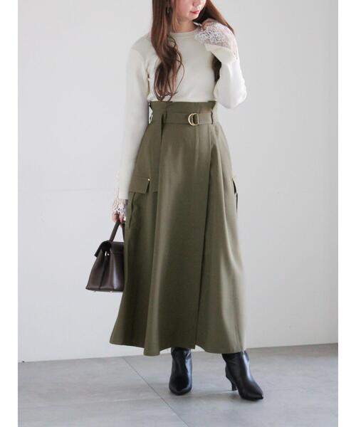 Te chichi(テチチ)の「カーゴフレアスカート(スカート・レディース・ネイビー/チャコールグレー/カーキ・F)」の6枚目の写真