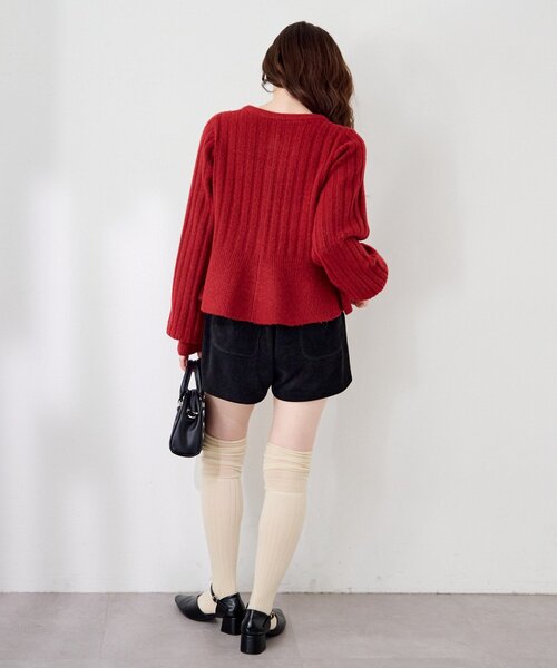 Kastane（カスタネ）の「ペプラムリブニットカーディガン（カーディガン/ボレロ・レディース・レッド/アイボリー/チャコールグレー・FREE）」の22枚目の写真