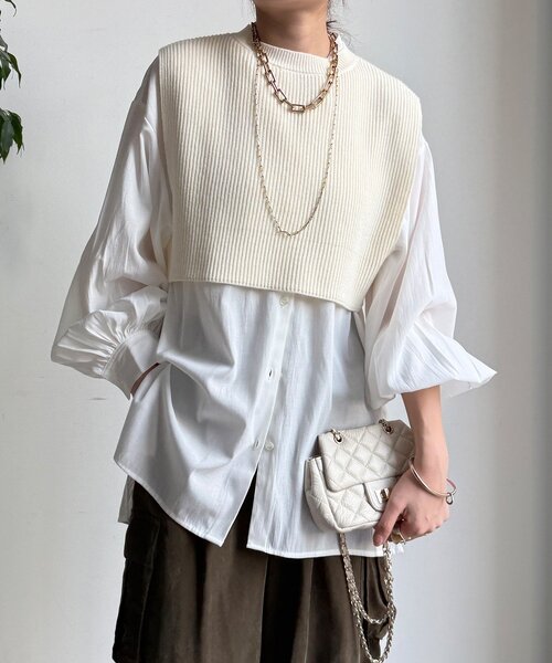 DouDou（ドゥドゥ）の「【WEB限定】ニットベスト×シャツセット（ニット/セーター・レディース・グレー/アイボリー/ブラック・FREE）」の11枚目の写真