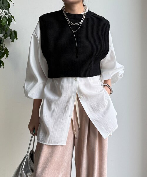 DouDou（ドゥドゥ）の「【WEB限定】ニットベスト×シャツセット（ニット/セーター・レディース・グレー/アイボリー/ブラック・FREE）」の21枚目の写真