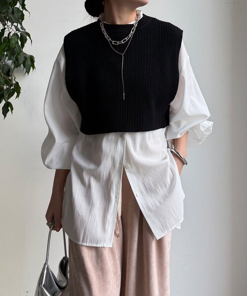 DouDou（ドゥドゥ）の「【WEB限定】ニットベスト×シャツセット（ニット/セーター・レディース・グレー/アイボリー/ブラック・FREE）」の22枚目の写真