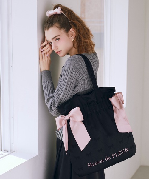 リボンジャカードダブルリボントートバッグ（トートバッグ）｜Maison