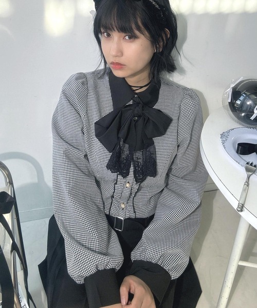 AS KNOW AS plus(アズノゥアズプラス)の「○取り外し可能 リボン付きフリルボウタイブラウス(シャツ/ブラウス・レディース・ブラック系/ピンク系/ホワイト系・FREE)」の10枚目の写真