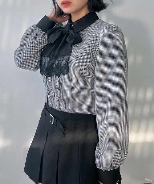 AS KNOW AS plus(アズノゥアズプラス)の「○取り外し可能 リボン付きフリルボウタイブラウス(シャツ/ブラウス・レディース・ブラック系/ピンク系/ホワイト系・FREE)」の12枚目の写真