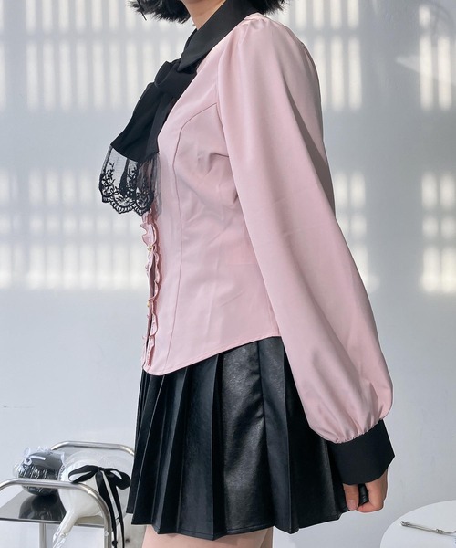 AS KNOW AS plus(アズノゥアズプラス)の「○取り外し可能 リボン付きフリルボウタイブラウス(シャツ/ブラウス・レディース・ブラック系/ピンク系/ホワイト系・FREE)」の18枚目の写真