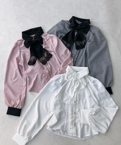AS KNOW AS plus(アズノゥアズプラス)の「○取り外し可能 リボン付きフリルボウタイブラウス(シャツ/ブラウス・レディース・ブラック系/ピンク系/ホワイト系・FREE)」の22枚目の写真