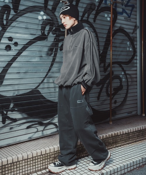 SIDEWAY STANCE(サイドウェイスタンス)の「【SIDEWAY STANCE】シリコン ワッペン フリース ハーフジップ トラック プルオーバー(スウェット・メンズ・ネイビー/チャコール/アイボリー・LARGE/MEDIUM)」の20枚目の写真