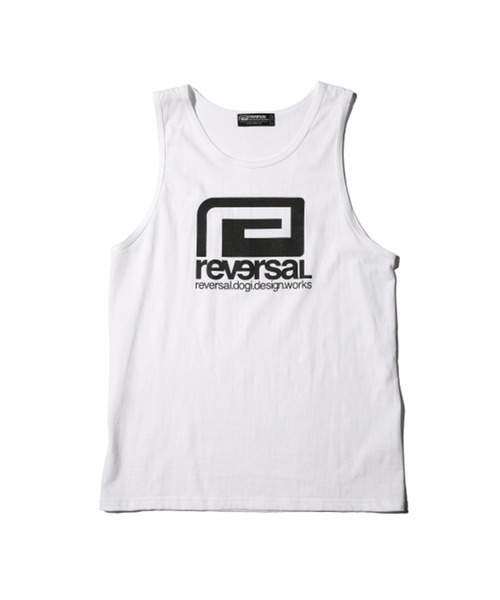 reversal.dogi.design.works(リバーサル・ドーギ・デザイン・ワークス)の「<reversal/リバーサル>BIGMARK COTTON TANKTOP(タンクトップ・メンズ・ホワイト/ブラック・LARGE/MEDIUM/X-LARGE)」の1枚目の写真