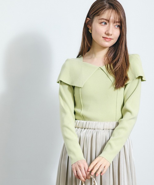 12Twelve Agenda（トゥエルブ　アジェンダ）の「前後2wayオフショルニットプルオーバー（ニット/セーター・レディース・ベージュ/ミント/ブラック・M）」の3枚目の写真