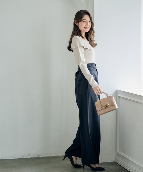 12Twelve Agenda（トゥエルブ　アジェンダ）の「前後2wayオフショルニットプルオーバー（ニット/セーター・レディース・ベージュ/ミント/ブラック・M）」の6枚目の写真