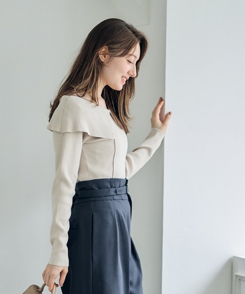 12Twelve Agenda（トゥエルブ　アジェンダ）の「前後2wayオフショルニットプルオーバー（ニット/セーター・レディース・ベージュ/ミント/ブラック・M）」の13枚目の写真