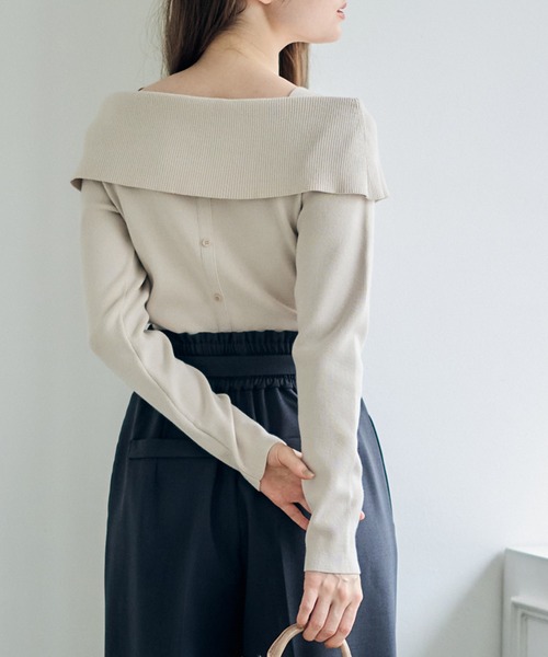 12Twelve Agenda（トゥエルブ　アジェンダ）の「前後2wayオフショルニットプルオーバー（ニット/セーター・レディース・ベージュ/ミント/ブラック・M）」の10枚目の写真