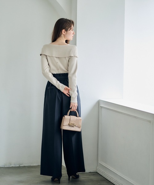 12Twelve Agenda（トゥエルブ　アジェンダ）の「前後2wayオフショルニットプルオーバー（ニット/セーター・レディース・ベージュ/ミント/ブラック・M）」の7枚目の写真