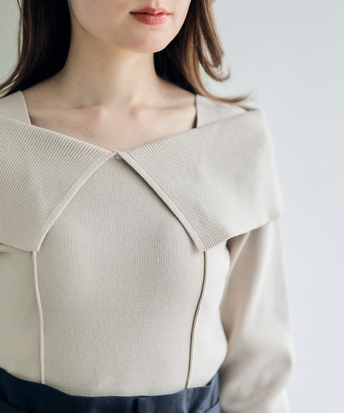 12Twelve Agenda（トゥエルブ　アジェンダ）の「前後2wayオフショルニットプルオーバー（ニット/セーター・レディース・ベージュ/ミント/ブラック・M）」の8枚目の写真