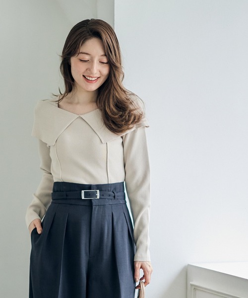 12Twelve Agenda（トゥエルブ　アジェンダ）の「前後2wayオフショルニットプルオーバー（ニット/セーター・レディース・ベージュ/ミント/ブラック・M）」の11枚目の写真