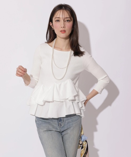 Apuweiser-riche(アプワイザーリッシェ)の「裾ひらりんリブニット(ニット/セーター・レディース・ホワイト/ピンク/ブラック/ブラック系その他・2)」の5枚目の写真