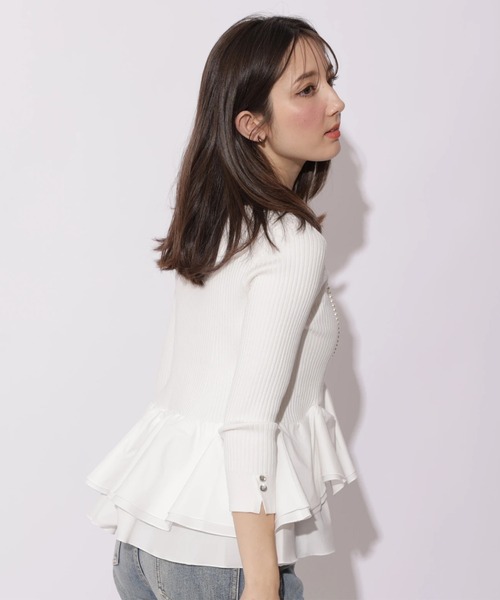 Apuweiser-riche(アプワイザーリッシェ)の「裾ひらりんリブニット(ニット/セーター・レディース・ホワイト/ピンク/ブラック/ブラック系その他・2)」の8枚目の写真