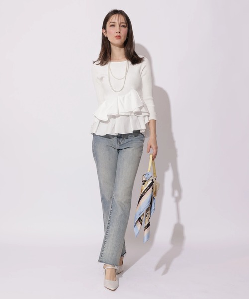 Apuweiser-riche(アプワイザーリッシェ)の「裾ひらりんリブニット(ニット/セーター・レディース・ホワイト/ピンク/ブラック/ブラック系その他・2)」の9枚目の写真