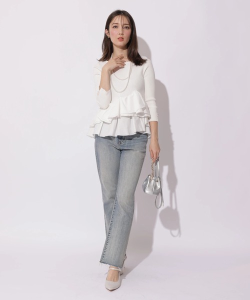 Apuweiser-riche(アプワイザーリッシェ)の「裾ひらりんリブニット(ニット/セーター・レディース・ホワイト/ピンク/ブラック/ブラック系その他・2)」の10枚目の写真