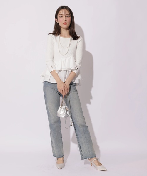 Apuweiser-riche(アプワイザーリッシェ)の「裾ひらりんリブニット(ニット/セーター・レディース・ホワイト/ピンク/ブラック/ブラック系その他・2)」の11枚目の写真