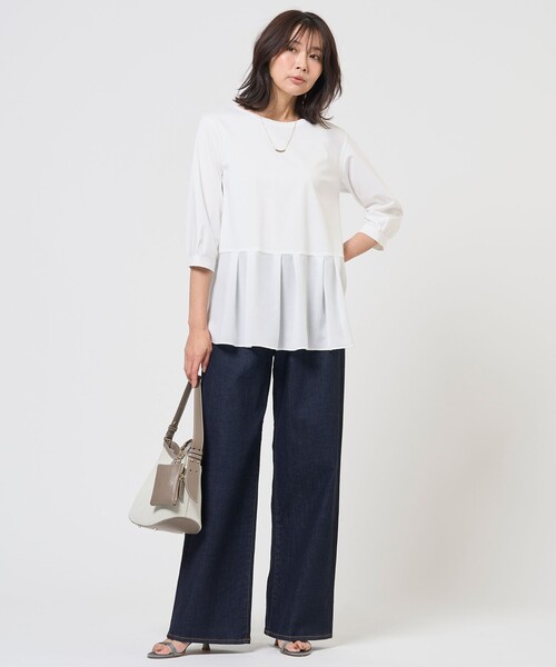 J.PRESS Ladies(J.プレス レディス)の「レイヤードフレア カットソー(Tシャツ/カットソー・レディース・ホワイト系1/ホワイト系・SMALL)」の8枚目の写真